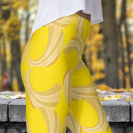 Leggings Hermoso patrón de curvas doradas y amarillas