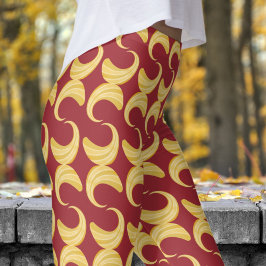 Leggings Hermoso patrón de curvas rojo y oro carmín