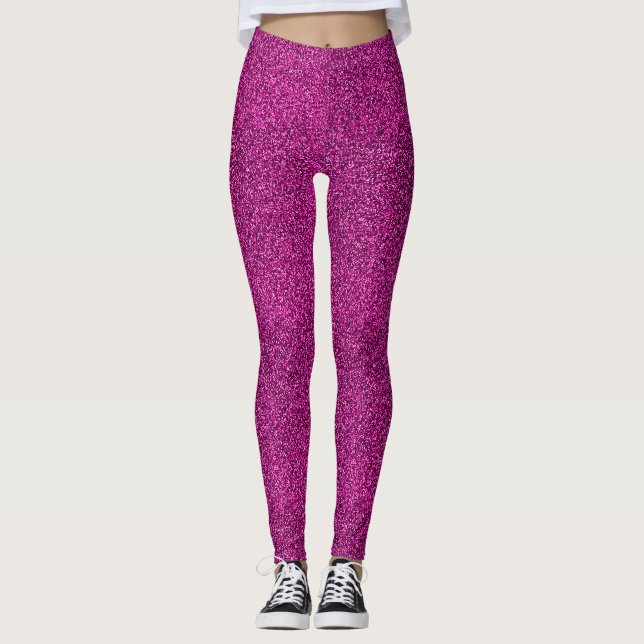 Leggings Hermoso patrón de efecto Purpurina rosado (Anverso)