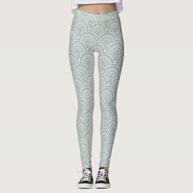Leggings Hermoso patrón de encaje en verde de menta (Anverso)
