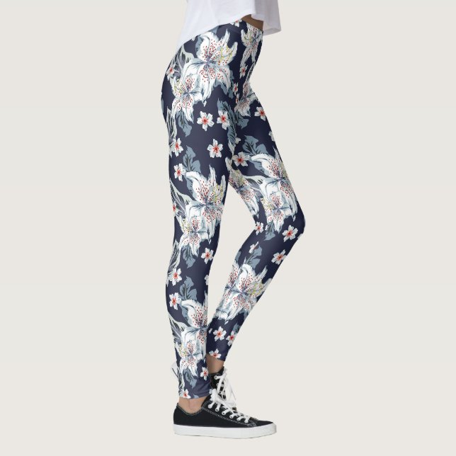 Leggings Hermoso patrón de flores elegante  (Derecha)