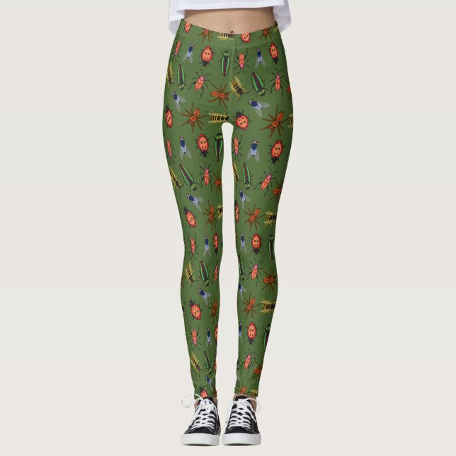 Leggings Hermoso patrón de insectos (Anverso)