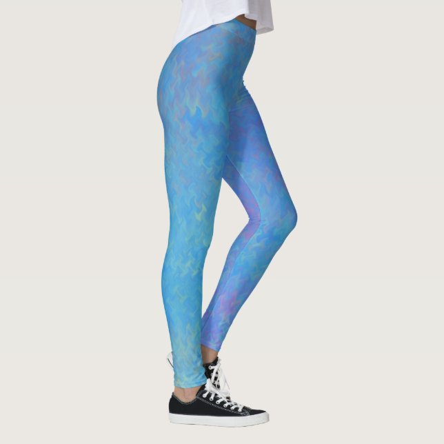 Leggings Hermoso patrón de mármol azul cerúleo (Derecha)