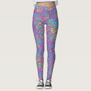 Leggings Hermoso patrón floral de flores silvestres bohemio