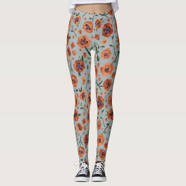 Leggings Hermoso patrón floral de los pimientos (Anverso)