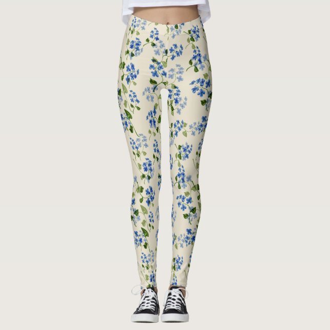 Leggings Hermoso patrón floral sin costura olvido-me-not bl (Anverso)