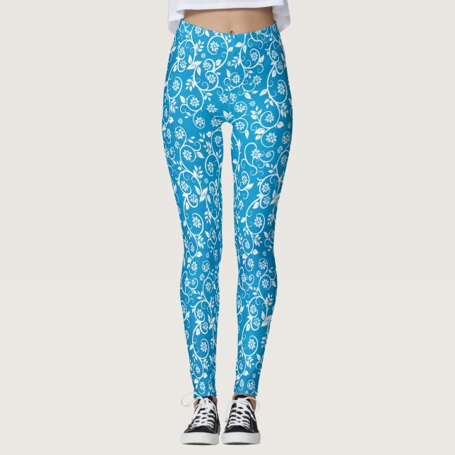 Leggings Hermoso patrón geométrico azul (Anverso)