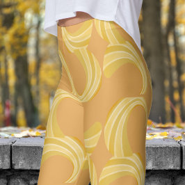 Leggings Hermoso patrón indio de curvas amarillas y doradas