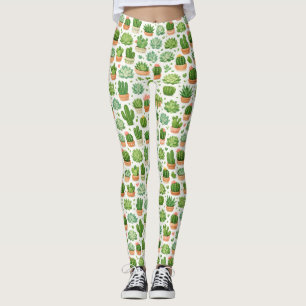 Leggings Hermoso patrón sin fisuras de plantas suculentas