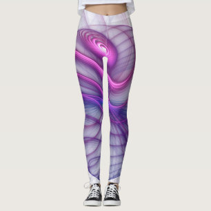 Leggings Hermoso Swing Moderno Resumen Arte Fractal Rosa