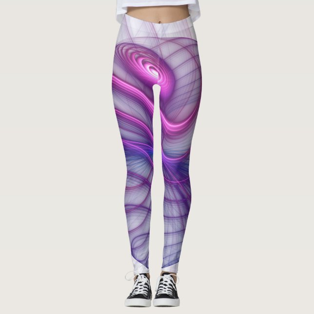 Leggings Hermoso Swing Moderno Resumen Arte Fractal Rosa (Anverso)