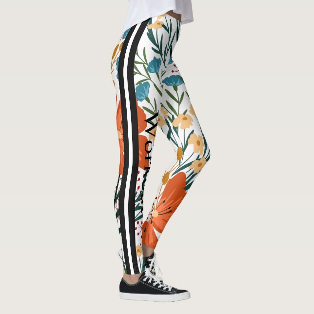 Leggings Hermoso texto de entrenamiento l Cute floral Naran (Derecha)