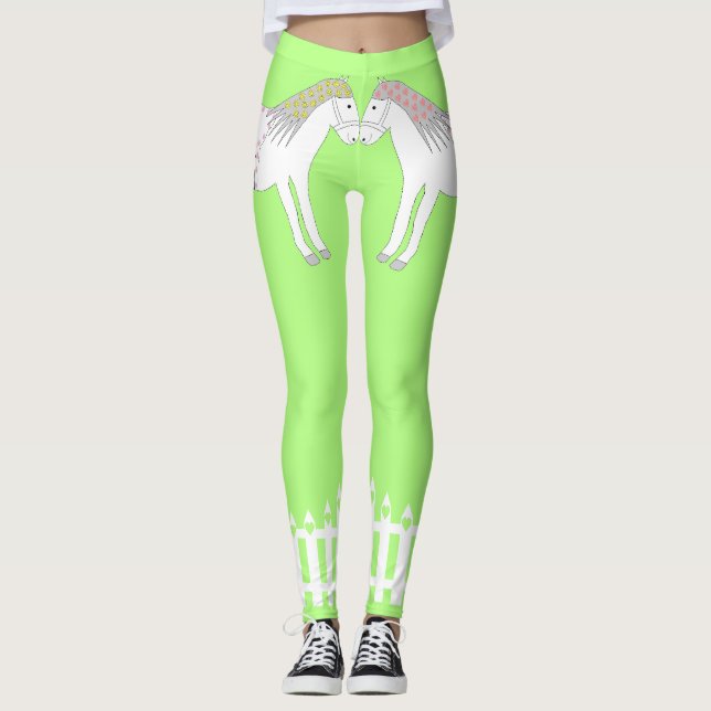 Leggings Hermosos caballos Bodas blancos (Anverso)