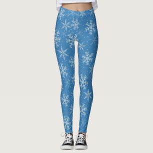 Leggings Hermosos copos de nieve en las piernas del patrón 