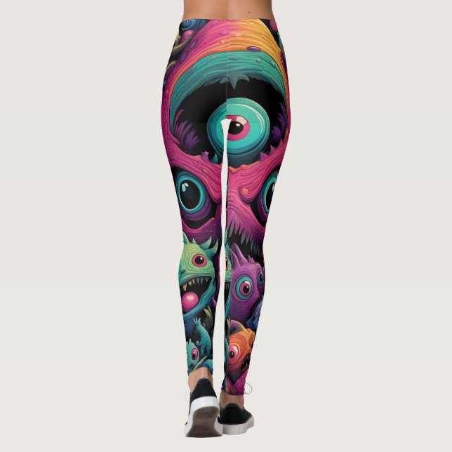 Leggings héroe de amor alienígena divertido (Reverso)