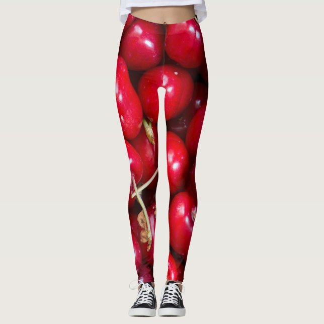 Leggings Hervidades de patrón de cerezo dulce (Anverso)