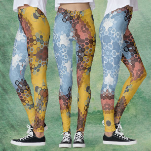 Leggings Hex Mandala amarillo azul y rosa