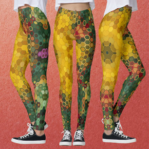 Leggings Hex Mandala amarillo verde y Naranja