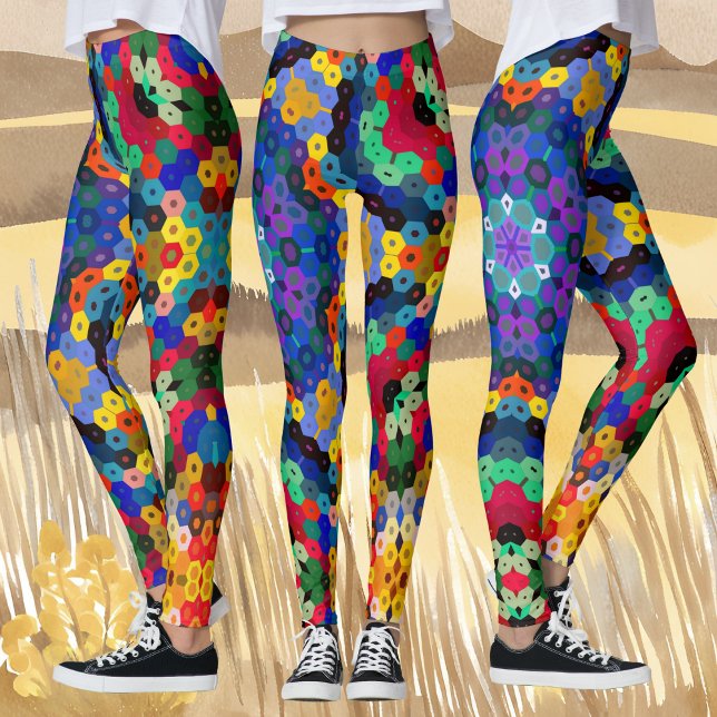Leggings Hex Mandala Azul Amarillo Rojo y Verde (Subido por el creador)