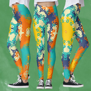 Leggings Hex Mandala Naranja azul y amarillo