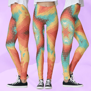 Leggings Hex Mandala Naranja azul y amarillo