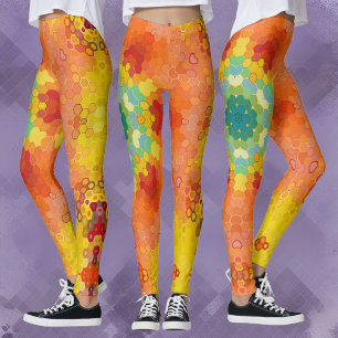 Leggings Hex Mandala Naranja Rojo amarillo y azul