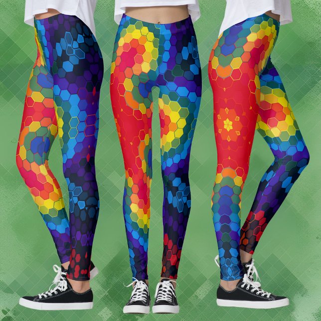 Leggings Hex Mandala Rojo Amarillo y Azul (Subido por el creador)