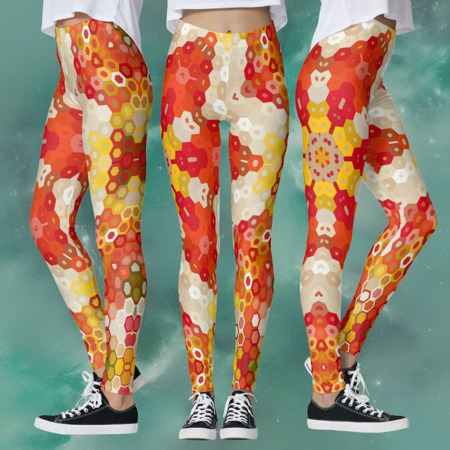 Leggings Hex Mandala rojo y amarillo (Subido por el creador)