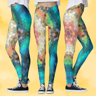 Leggings Hex Mandala Verde azul y rosa