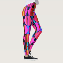 Leggings Hexageres geométricos y triángulos rosados calient