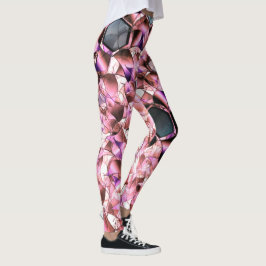 Leggings Hexagones rodeados de formas petales rosadas
