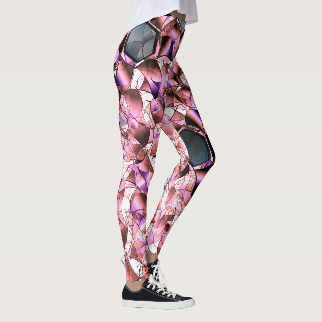 Leggings Hexagones rodeados de formas petales rosadas (Derecha)