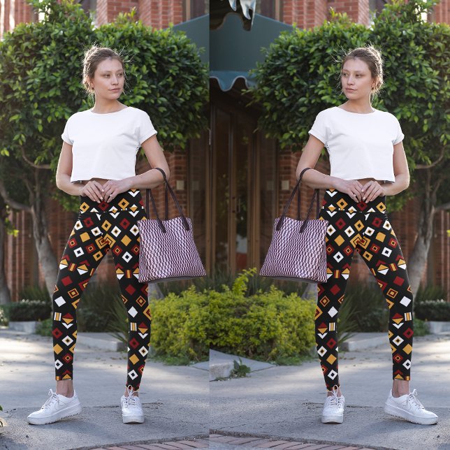 Leggings hexágono tribal monocromático (Subido por el creador)