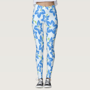 Leggings Hibiscus Azul, Flores Azules, Patrón De Flores