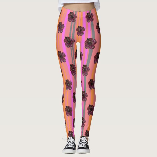 Leggings Hibiscus Beads Mosaic Pattern Leging (Anverso)