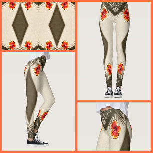 Leggings Hibiscus Flower Tropical Vibes Floral