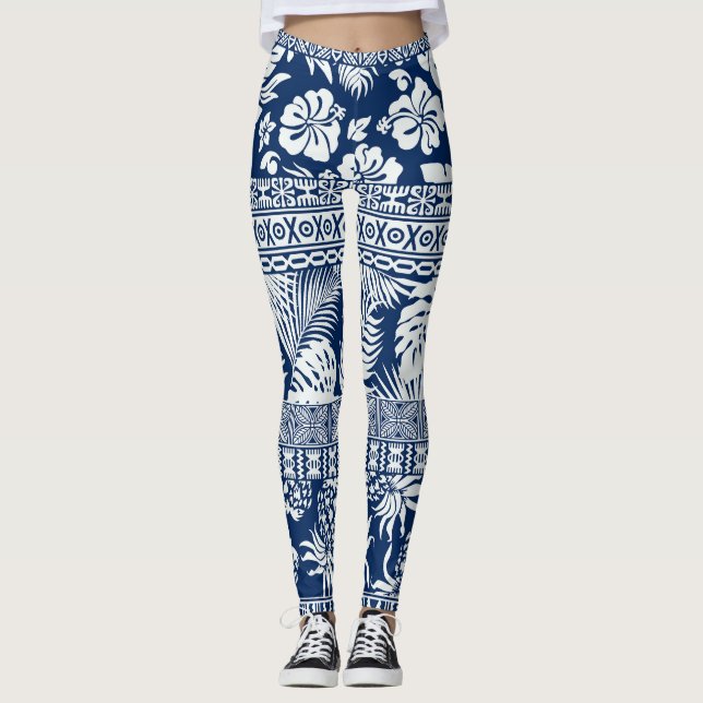 Leggings Hibiscus, hojas: fondo de pantalla de adorno hawai (Anverso)