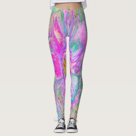 Leggings Hibiscus psicodélico de rosa caliente y ultraviole