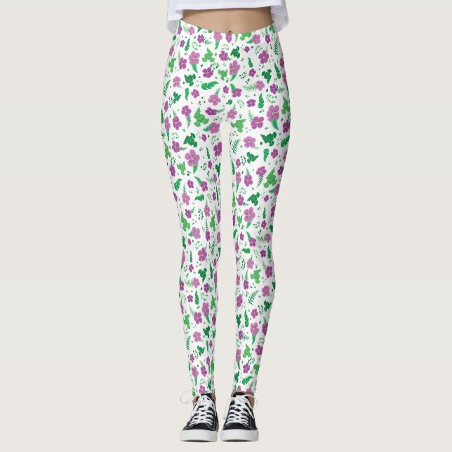 Leggings Hibiscus púrpura (Anverso)