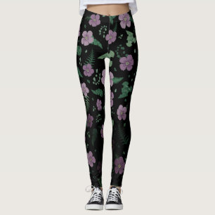 Leggings Hibiscus púrpura