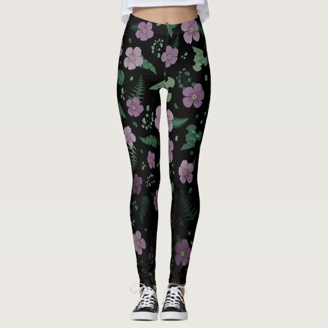 Leggings Hibiscus púrpura (Anverso)