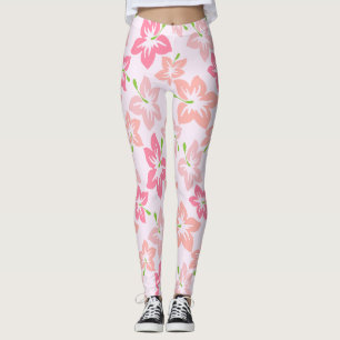 Leggings Hibiscus Rosa, Flores Rosa, Patrón De Flores