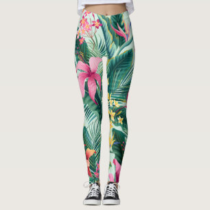 Leggings Hibiscus tropical: Patrón floral sin foco