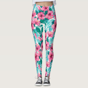 Leggings Hibiscus y hojas de palmera