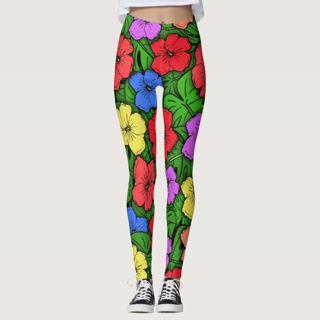 Leggings Hibiscus y Monstera #4 (Anverso)