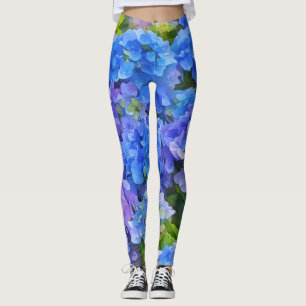 Leggings Hidrangea Azul Flores Flores Leyendas de Arte Flor