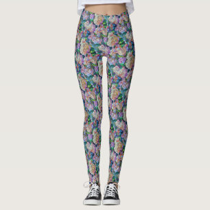 Leggings Hidrangeas artísticas Hortensia Arte Abstroral Flo
