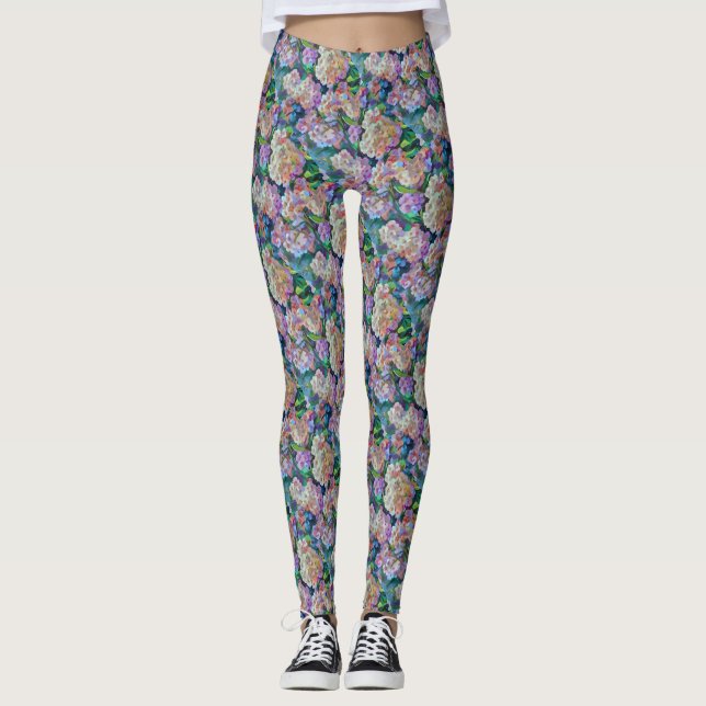 Leggings Hidrangeas artísticas Hortensia Arte Abstroral Flo (Anverso)