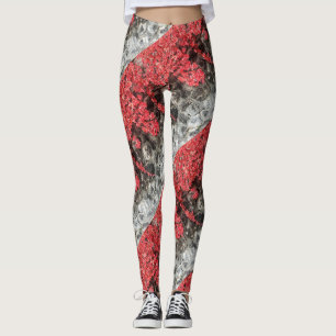Leggings Hiedra roja rosa hojas de piedra otoñal