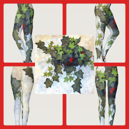 Leggings Hiedra verde con bayas rojas